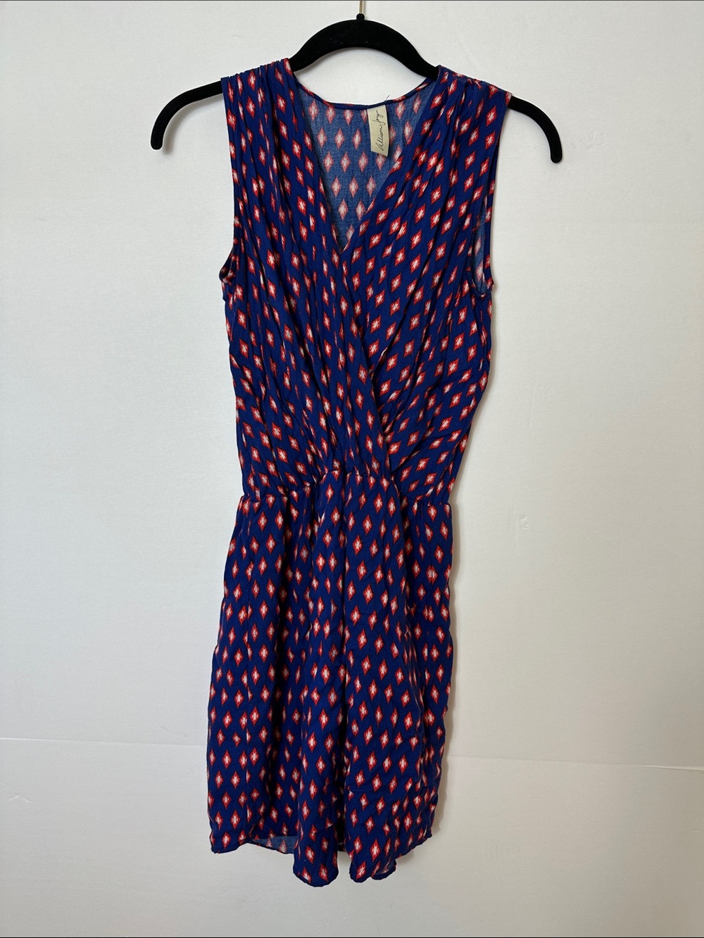 Allison Joy Navy Blue Mini Dress with Red Print